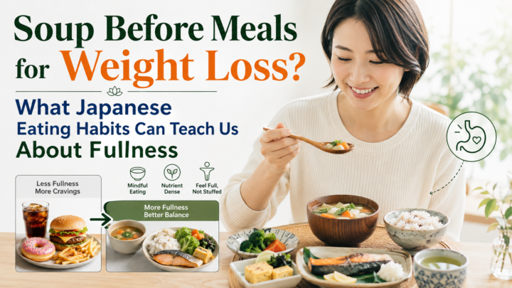Soup before meals for weight loss with a healthy Japanese-style meal