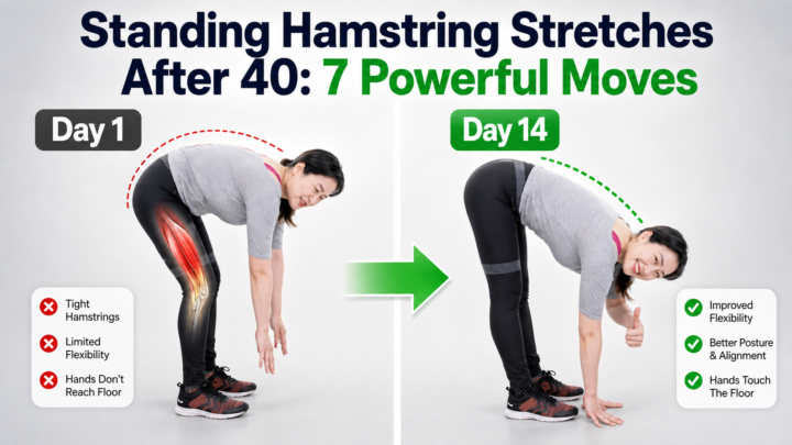 Standing hamstring stretches after 40 for flexibility and forward bending