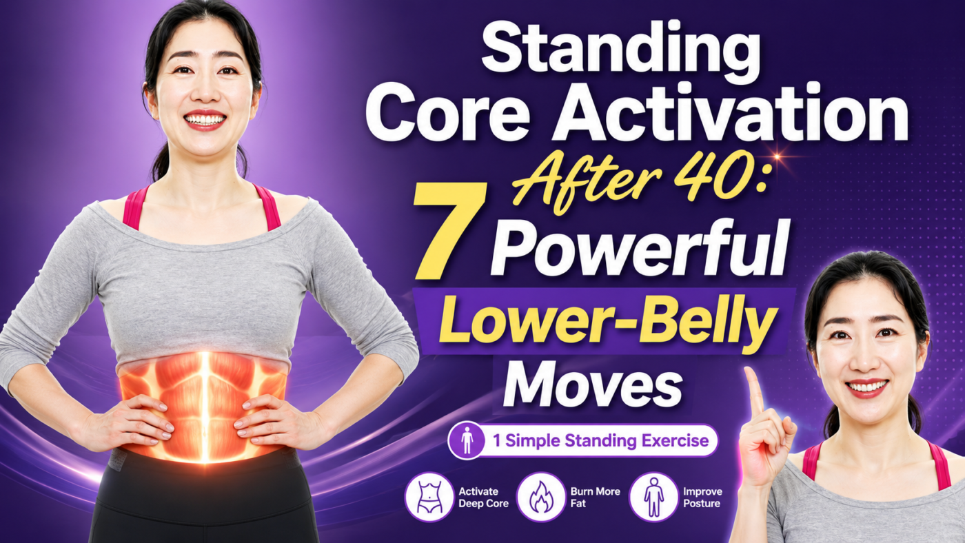 Standing core activation after 40 for lower belly abdominal strength and posture