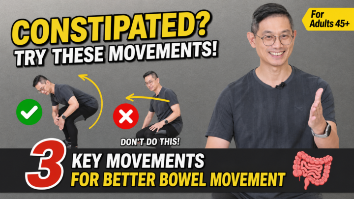 Constipation after 45 exercises and toilet posture for easier bowel movements