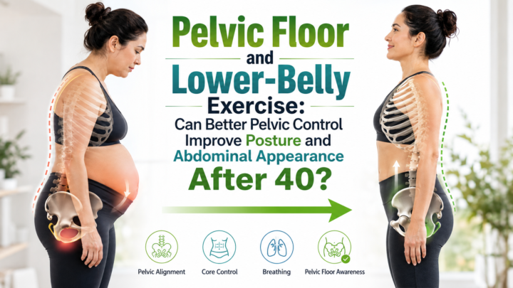 Pelvic floor exercise for lower belly posture and core control after 40