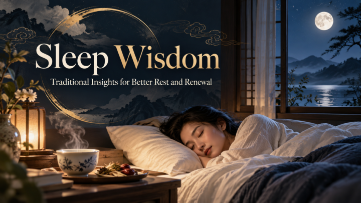 Peaceful nighttime bedroom illustrating traditional Chinese sleep wisdom and restorative rest