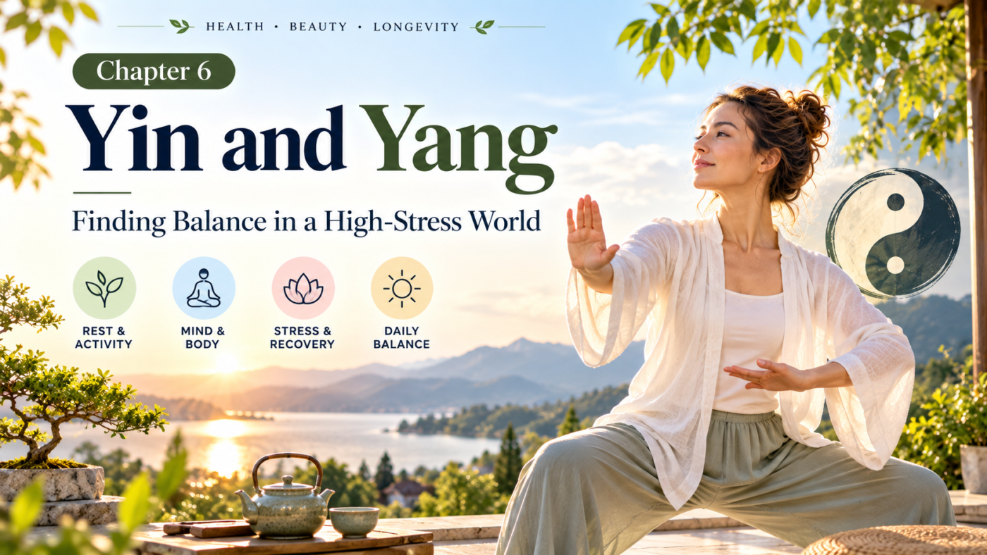 Yin and yang balance with tai chi, rest, stress recovery and daily energy