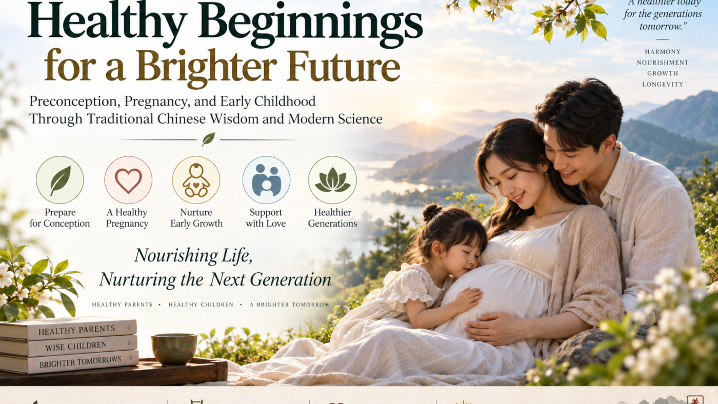 Preconception wellness and healthy pregnancy with parents preparing for conception, pregnancy, and early childhood through traditional Chinese wisdom and modern science.