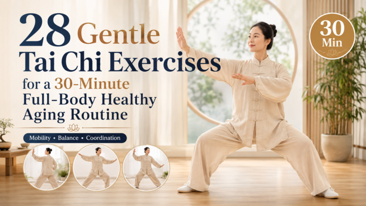28 gentle Tai Chi exercises in a 30-minute full-body healthy aging routine
