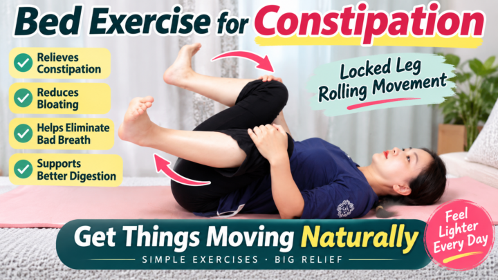 Morning exercises for constipation with gentle knee-to-chest movements in bed